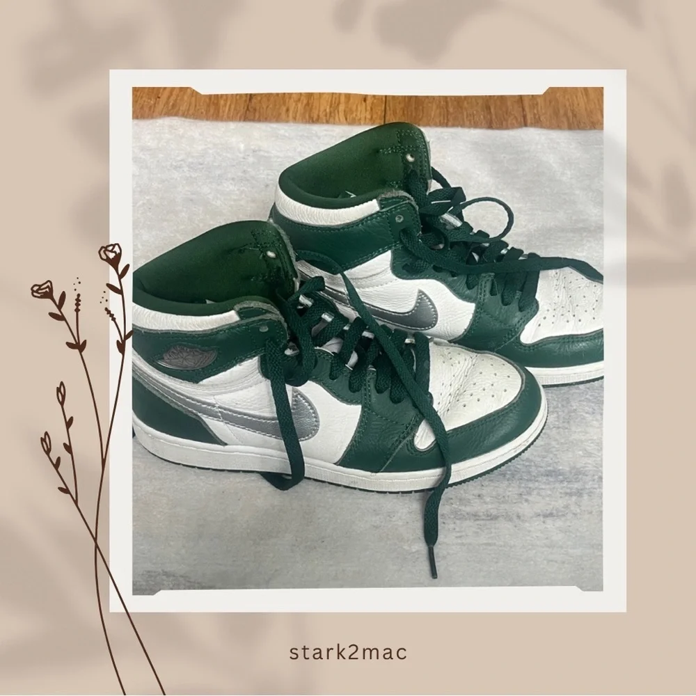 Nike Air Jordan Kids Sneakers Green White Silver